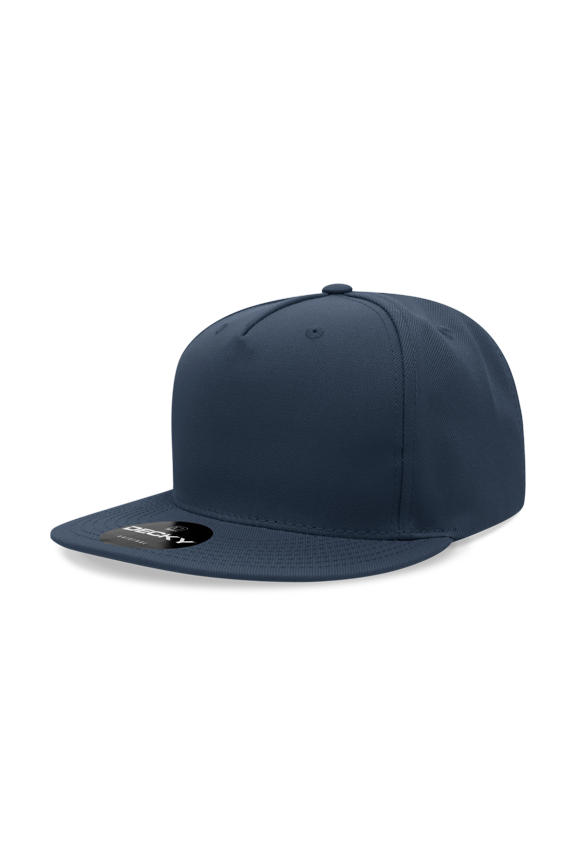 6029 5 Panel High Profile Structured Polyester Snapback-Navy