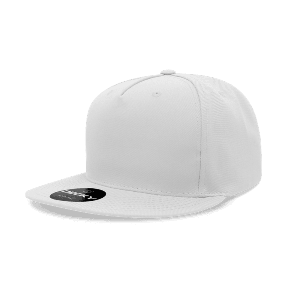 Decky 6029 5 Panel High Profile Structured Polyester Snapback-White