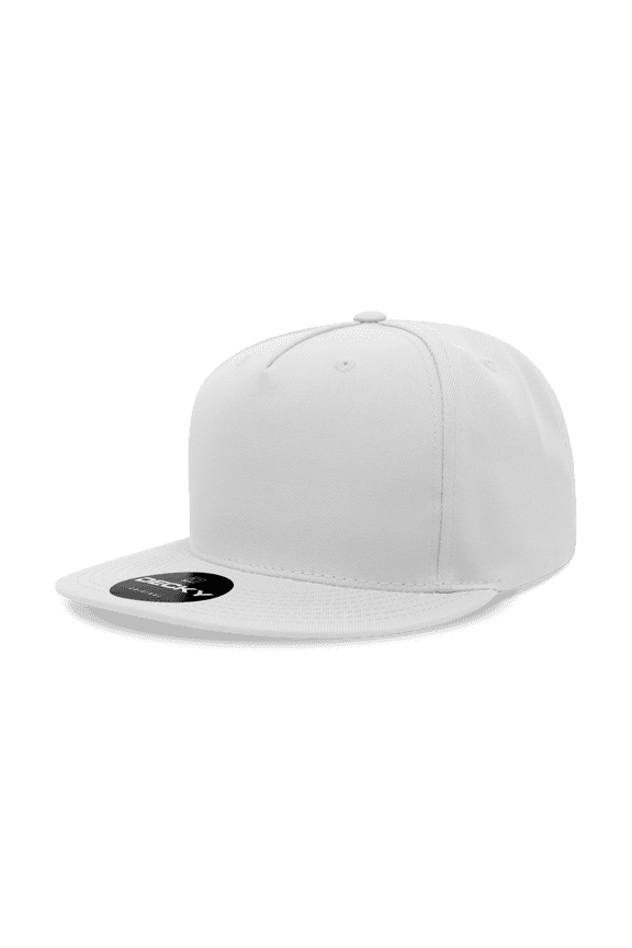 6029 5 Panel High Profile Structured Polyester Snapback-White