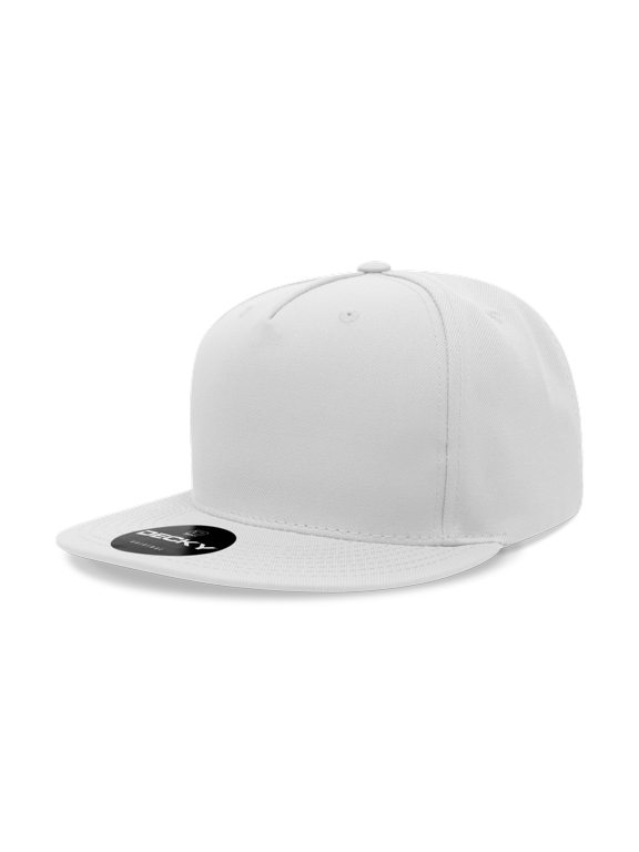6029 5 Panel High Profile Structured Polyester Snapback-White