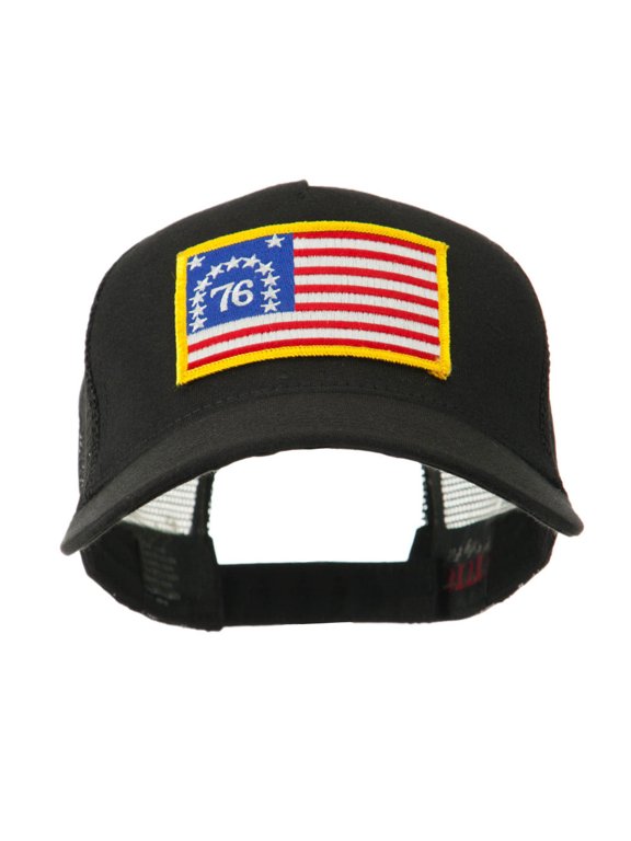 5 Panel Mesh American Flag Gold Patch Cap - 76 Flag OSFM