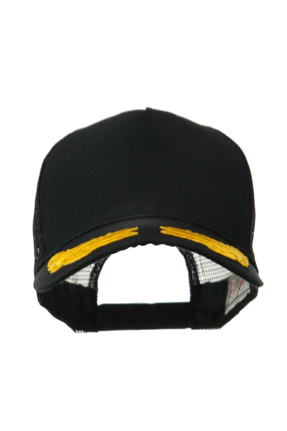 5 Panel Mesh Back Gold Oak Leaves Patch Cap - Black OSFM