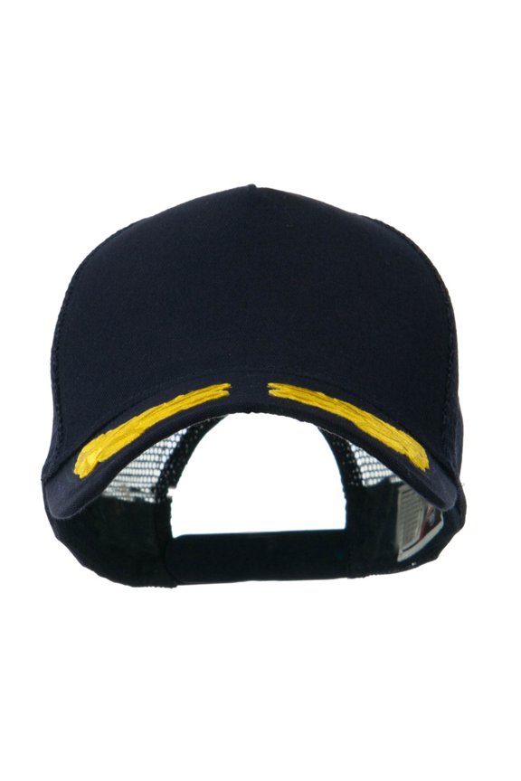 5 Panel Mesh Back Gold Oak Leaves Patch Cap - Navy OSFM