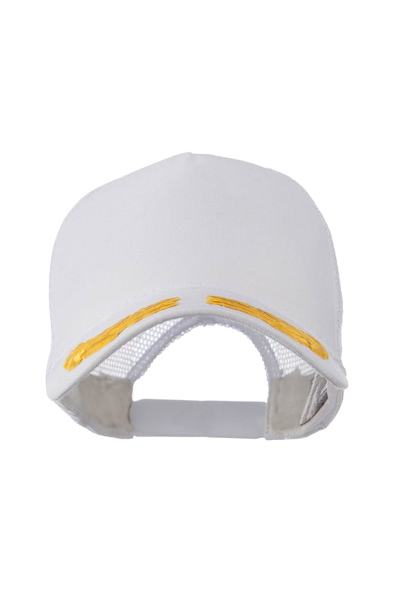 5 Panel Mesh Back Gold Oak Leaves Patch Cap - White OSFM