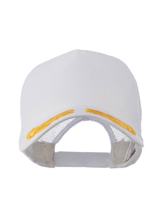 5 Panel Mesh Back Gold Oak Leaves Patch Cap - White OSFM