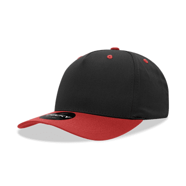 Decky 6024 5 Panel Mid Profile Structured Cotton Blend Cap-black/red