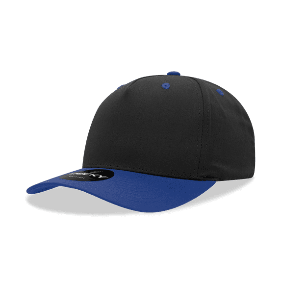Decky 6024 5 Panel Mid Profile Structured Cotton Blend Cap-Black/Royal