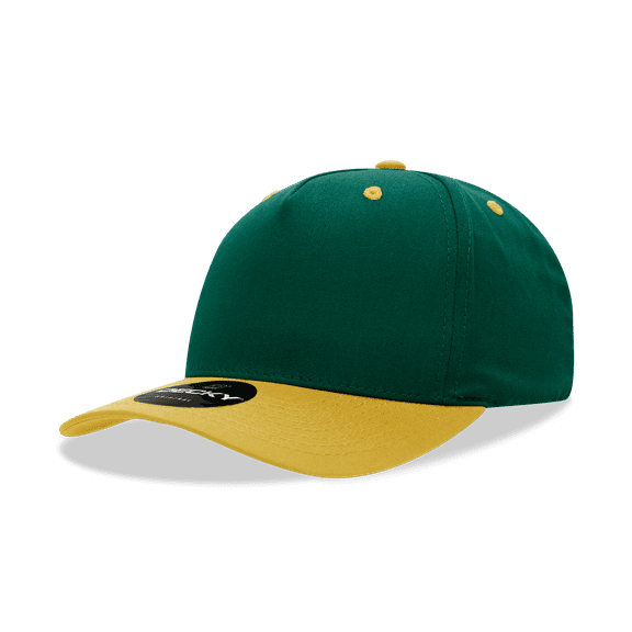 Decky 6024 5 Panel Mid Profile Structured Cotton Blend Cap-Forest/Gold