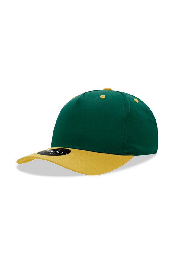6024 5 Panel Mid Profile Structured Cotton Blend Cap-Forest/Gold