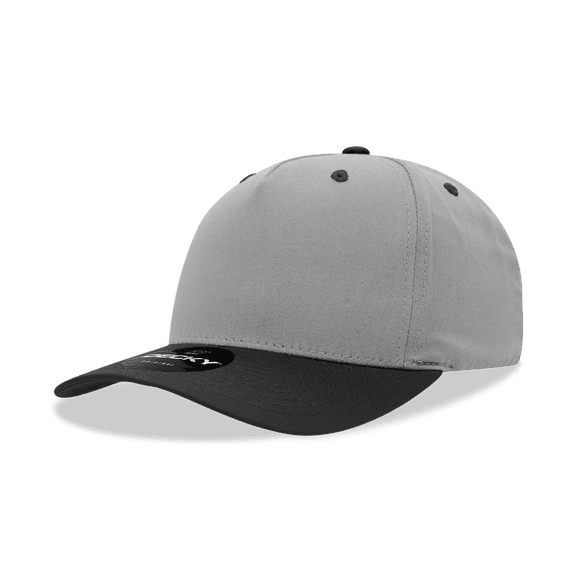 Decky 6024 5 Panel Mid Profile Structured Cotton Blend Cap-Grey/Black