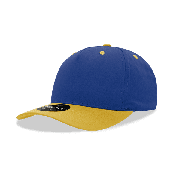 Decky 6024 5 Panel Mid Profile Structured Cotton Blend Cap-Royal/Gold
