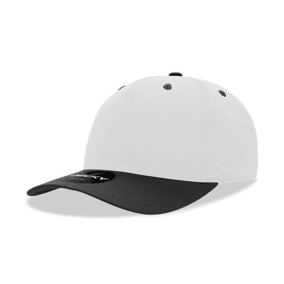 Decky 6024 5 Panel Mid Profile Structured Cotton Blend Cap-White/Black