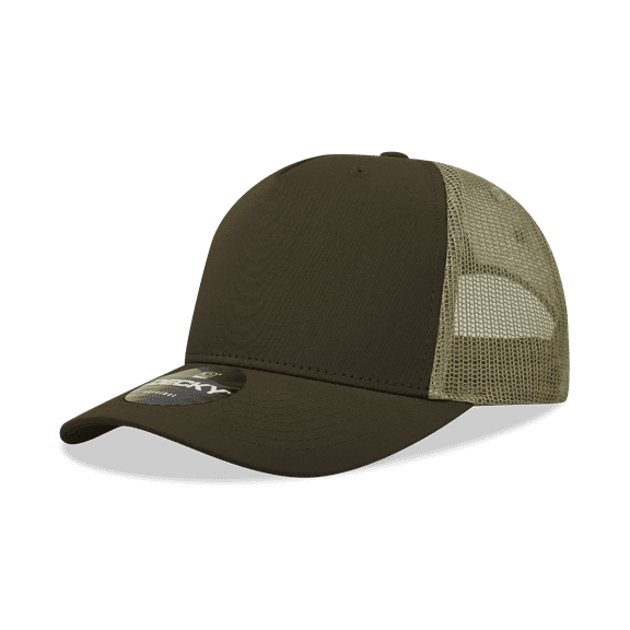 Decky 6030 5 Panel Mid Profile Structured Cotton Blend Trucker-Brown/Khaki
