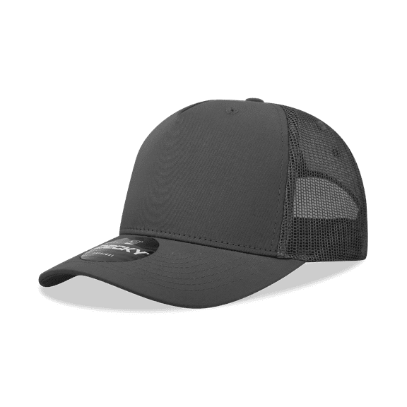 Decky 6030 5 Panel Mid Profile Structured Cotton Blend Trucker-Charcoal