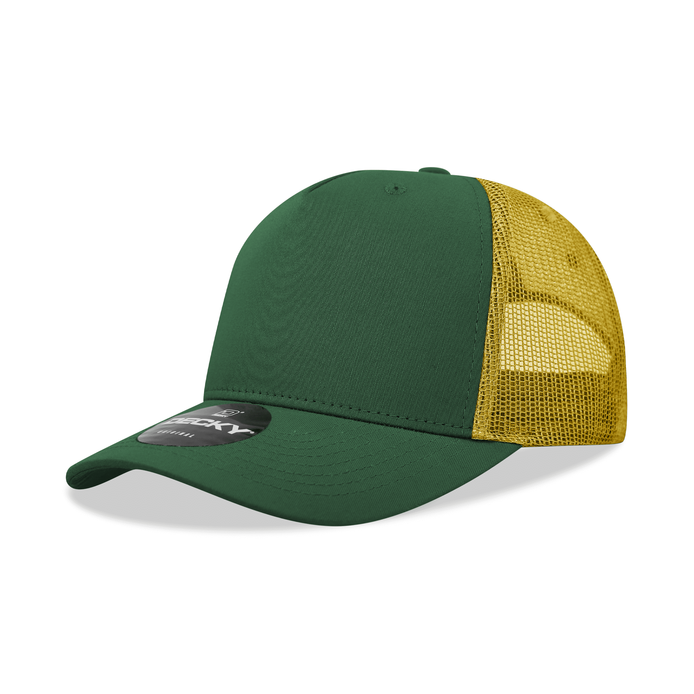 5 Panel Mid Profile Structured Cotton Blend Trucker, Forest
