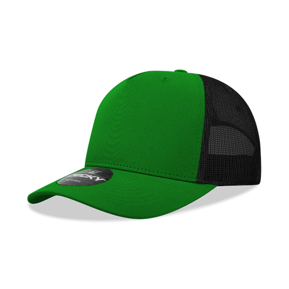 Decky 6030 5 Panel Mid Profile Structured Cotton Blend Trucker-Kelly/Black