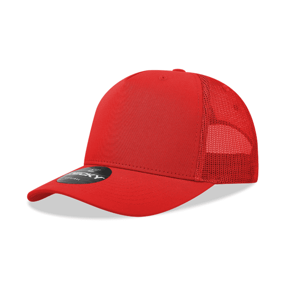 Decky 6030 5 Panel Mid Profile Structured Cotton Blend Trucker-Red
