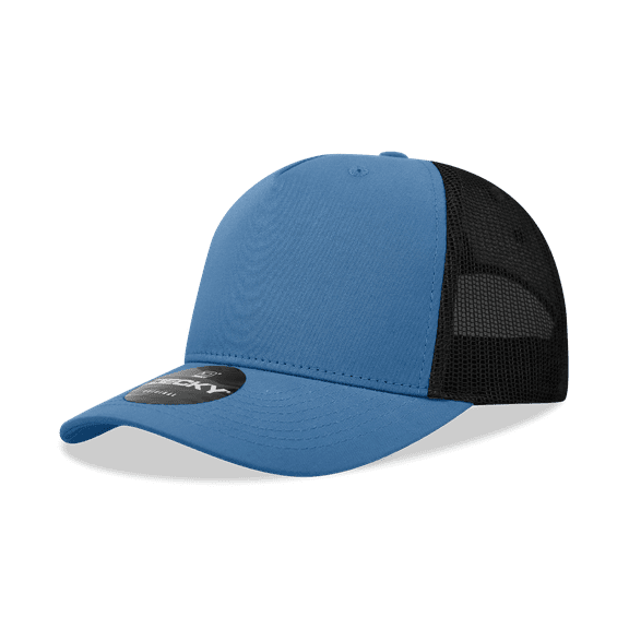 Decky 6030 5 Panel Mid Profile Structured Cotton Blend Trucker-Sky/Black