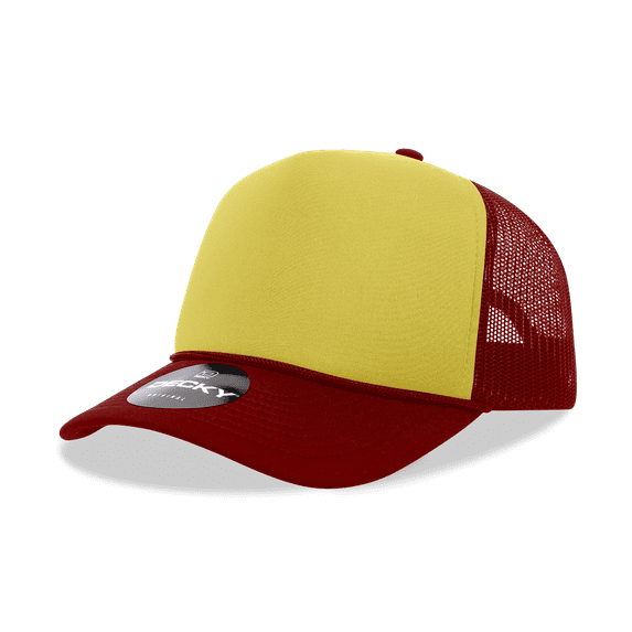 5 Panel Mid Profile Structured Foam Trucker, Car/Gld/Car