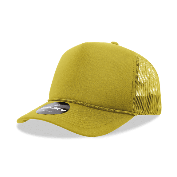 Decky 6025 5 Panel Mid Profile Structured Foam Trucker Hat-Gold