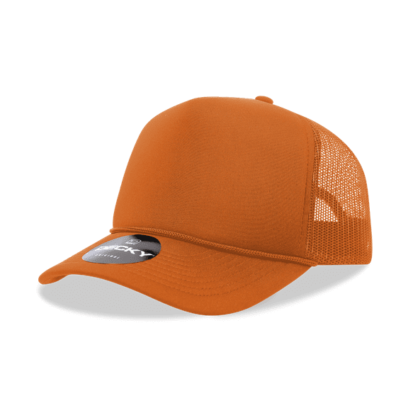 Decky 6025 5 Panel Mid Profile Structured Foam Trucker Hat-Orange