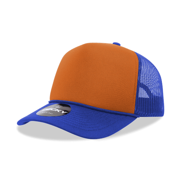5 Panel Mid Profile Structured Foam Trucker, Ryl/Orn/Ryl