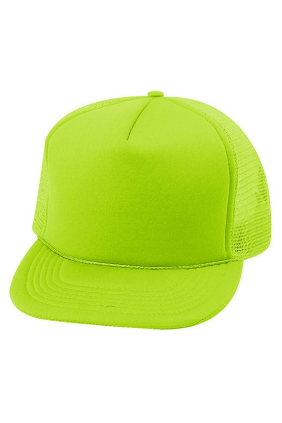 5 Panel Neon Color Poly Mesh Cap - Neon Green