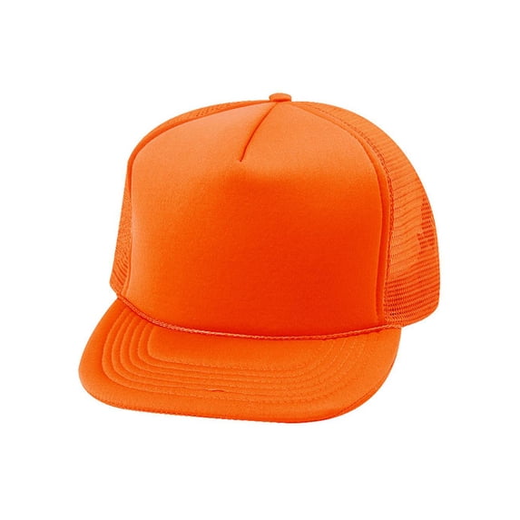 5 Panel Neon Color Poly Mesh Cap - Neon Orange
