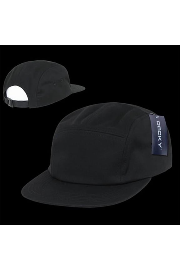 5 Panel Racer Caps - Black