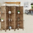 thumbnail image 1 of 5-Panel Room Divider with Shelves，5.6ft Tall Folding Privacy Screen Panels, Room Divider Wall, Divider for Room Separation, Room Divider Shelves，Effectively Block Sight，Brown, 1 of 8