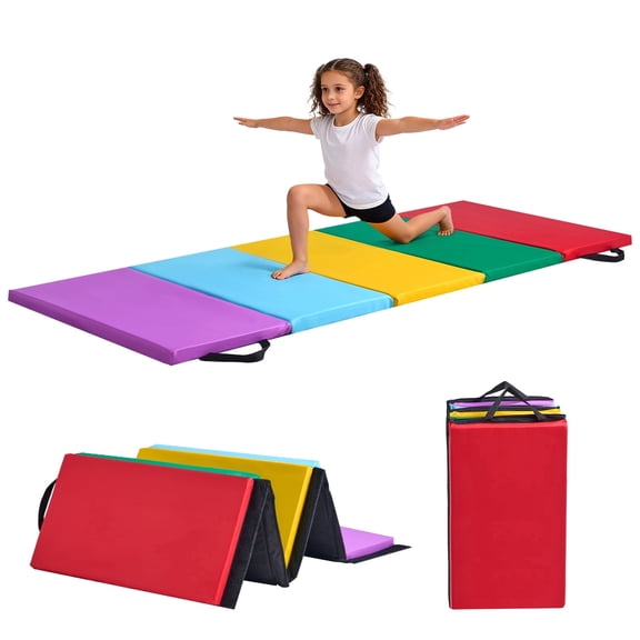 5-Panel Thick 1.6" Folding Gymnastics Gym Exercise Mat Tumbling Mat for Kids for Yoga, Pilates, Stretching