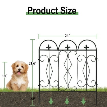 5 Panels 28'' High Garden Fence Rustproof Metal Animal Border for Yard Outdoor Black
