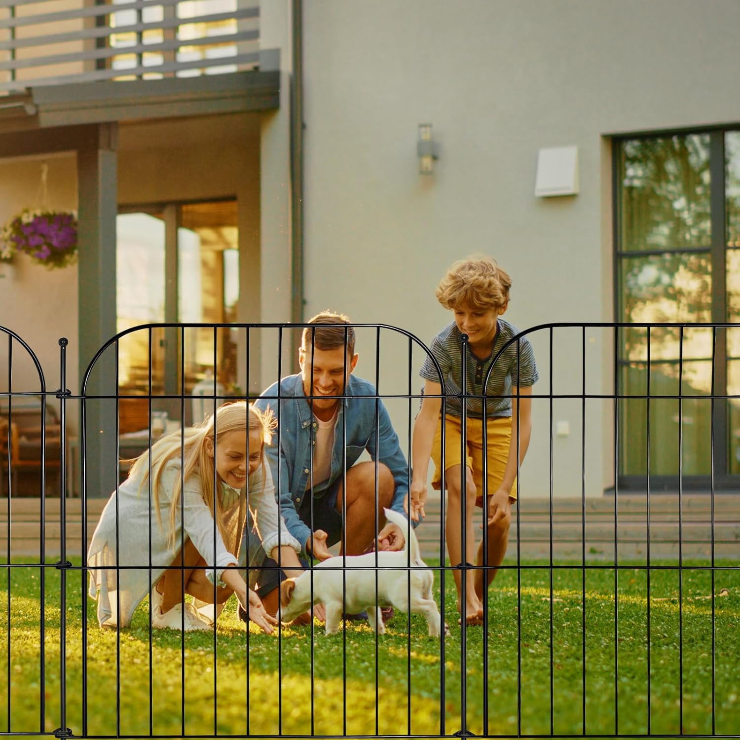 5 Panels Decorative Garden Fence, 24 in(H) x 20 ft(L) Rustproof Metal Wire Fencing with Ground Stakes for Yard, Pet and Animal Barrier