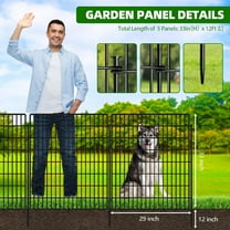 5 Panels Dog Fence for Yard, 33 in(H) X 12 ft(L) Decorative Garden Fencing Rustproof Metal Wire Panel