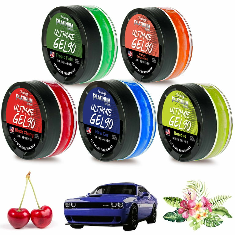 5 Paradise Ultimate Gel Air Freshener 90 Day Aroma Car Fragrance Assorted Scents