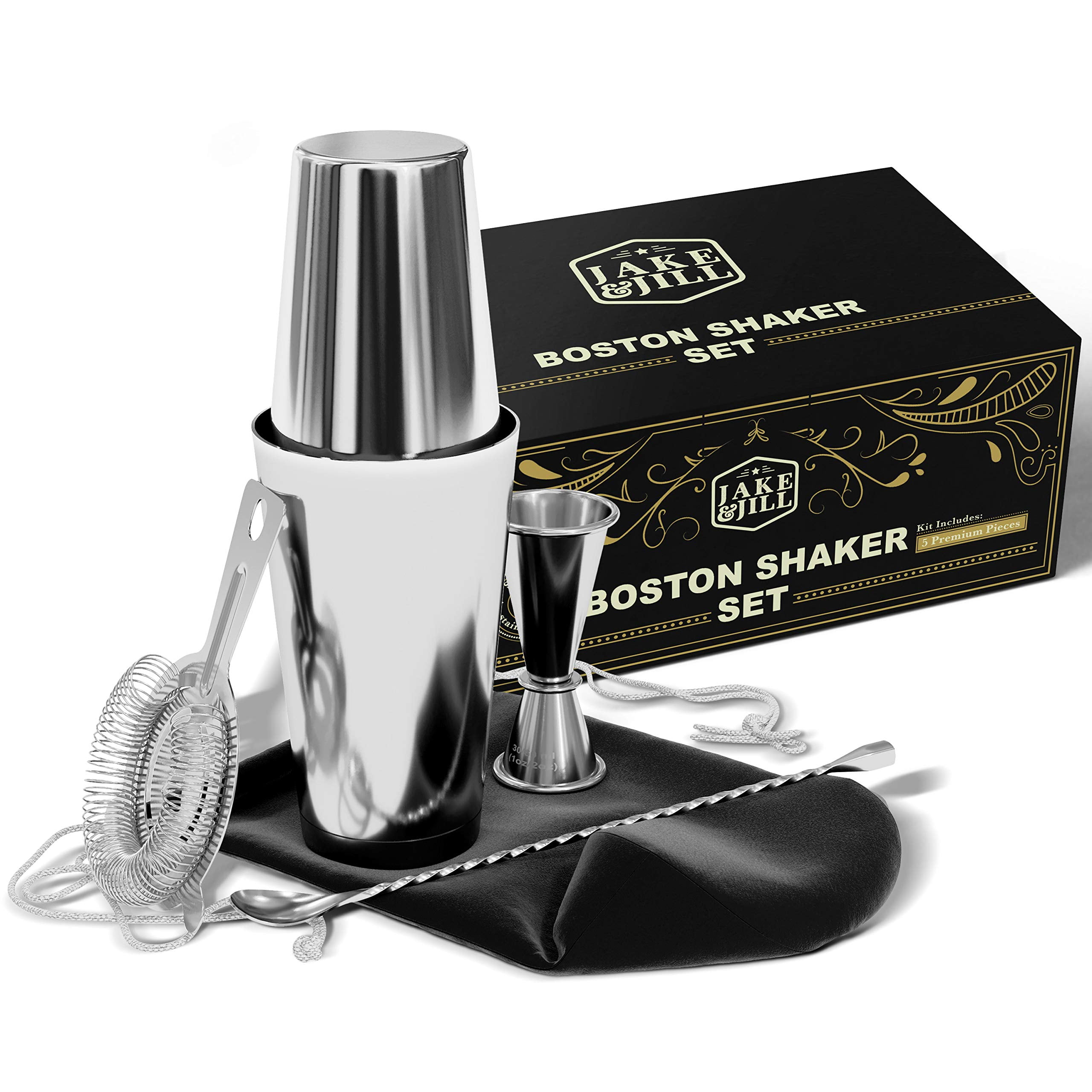 Premium Cocktail Shaker Set - Vacuum Insulated Stainless Steel With Jigger & Spoon