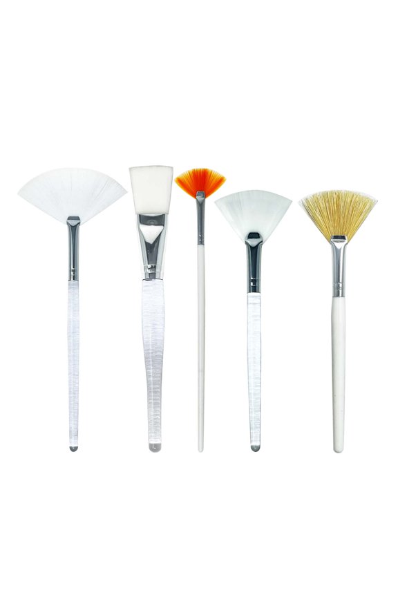 5-Pc Facial Mask Fan Brush Set for Home DIY Professional Spa Facial Treatments Glycolic, Cooling, Gel Masks (SB-S002-6)