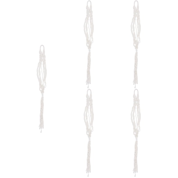 CIMAXIC Macrame Planter Basket Beige Cotton Rope for Home Decor 5Pcs