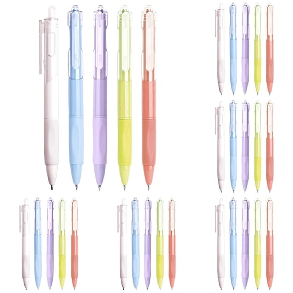 5 Pc Retractable Gel Pens Set, Black Ink Pens, Quick-Dry Fine Point Ballpoint Pens, 0.7mm Smooth Writing Pens for Exam Prep, Journaling, Note-Taking and Daily Office Use, Purple Barrel