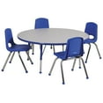 thumbnail image 1 of Round 48" Table & Four 14" Chairs-Color:Grey/Blue,Leg Option:Standard Ball, 1 of 2