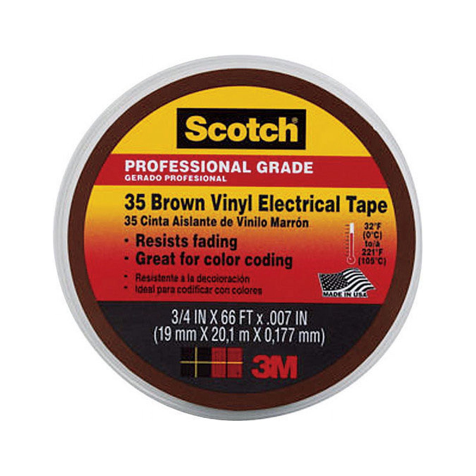 5 Pc, Scotch 3/4 In. W X 66 Ft. L Brown Vinyl Electrical Tape