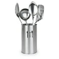 5 Pc Stainless Steel Cooking Utensil Set with Holder Includes Spatula