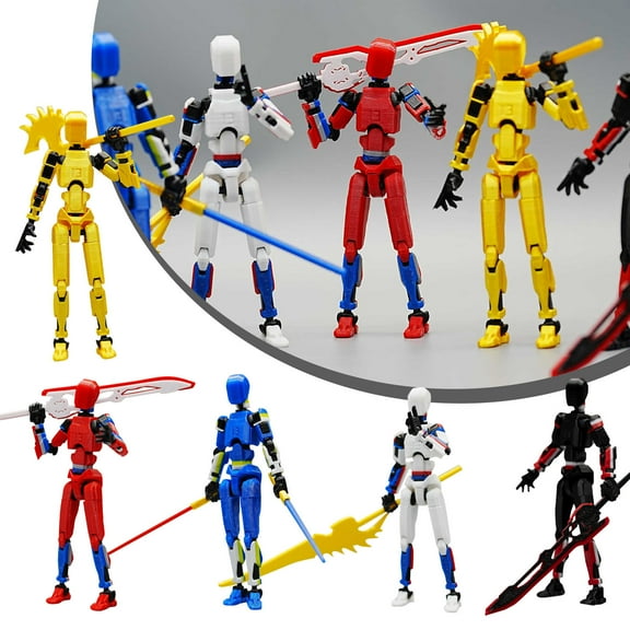 5 Pc T13 Action Figure Robot,Stikbot Toys with Weapon Accessories, Titan 13 Action Figure, No Collector Should Miss It (Multi-Color)