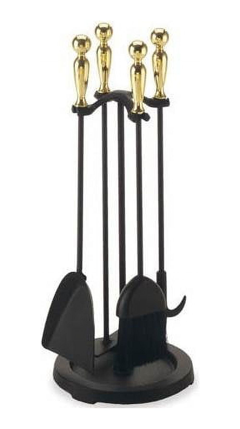 5 Pc Wood Stove Tool Set w Polished Brass Ball Handles
