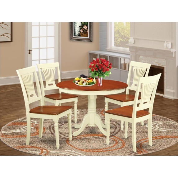 5 Pc set with a Round Small Table and 4 Leather Kitchen Chairs in ...