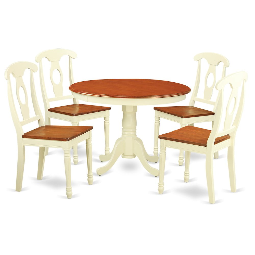 5 Pc set with a Round Small Table and 4 Wood Dinette Chairs in ...