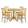thumbnail image 1 of East West Furniture TRQU5-OAK-W Pub Small Kitchen Table & 4 Bar Stools, Oak, 1 of 2