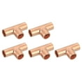 thumbnail image 1 of 5 Pcs 0.24 inch Tee Copper Fitting Tee Shaped Fittings Connector with Sweat Solder, 24.5x15mm, 1 of 6