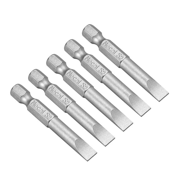 5 Pcs 1/4" Hex Shank 50mm Length Magnetic SL6 Slot Head Screwdriver Bits S2 Alloy Steel