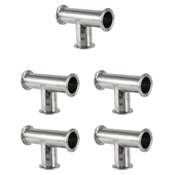 5 Pcs 1.5Inch 38Mm Sanitary Tri Clamp 3 Way Tee 304 Stainless Steel Sanitary Ferrule Tee Connector Pipe Fitting